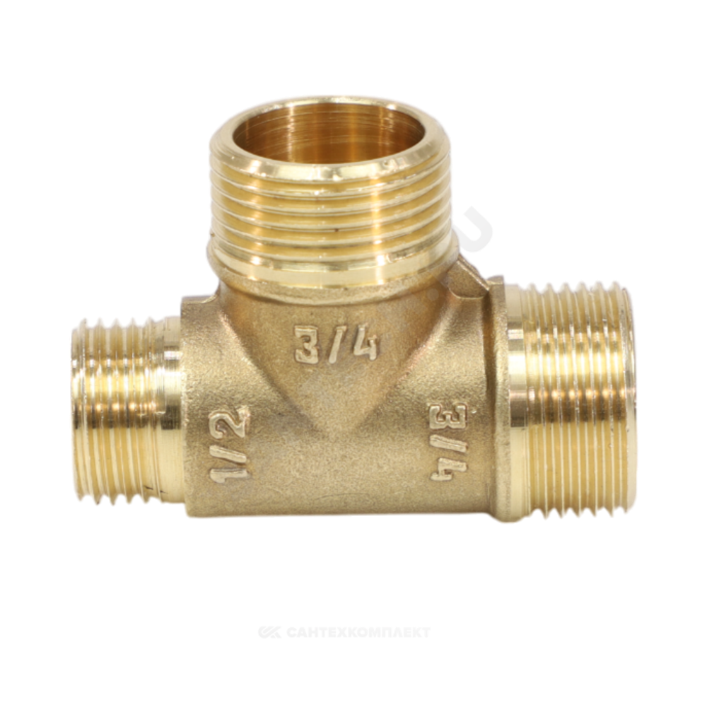 Тройник латунь переходной Ду 15х20х20 (1/2"х3/4"х3/4") НР/НР/НР VALFEX VF.131.L.034