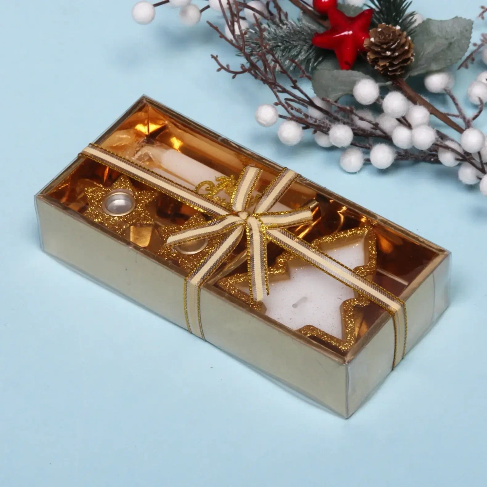 Свечи новогодние «Исполнение желаний» 18.5x8.5x4 см, золото