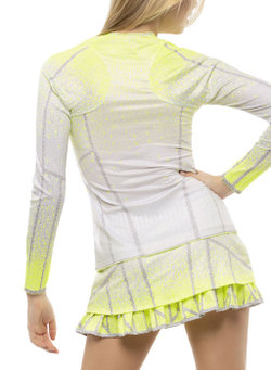 Женская футболка теннисная (dł. Рукава) Lucky in Love Nice To Pleat You Del 1 Pleat It Up L/S W - neon yellow