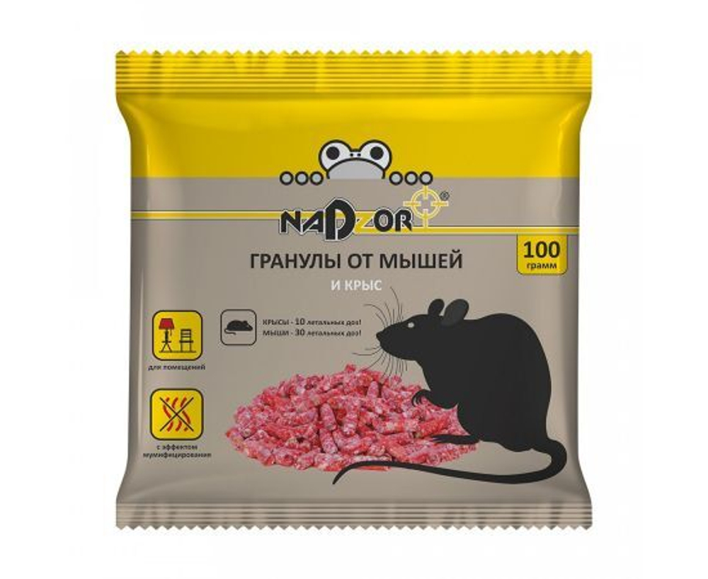 От грызунов приманка гранулы 100гр пакет Nadzor Nasa 368