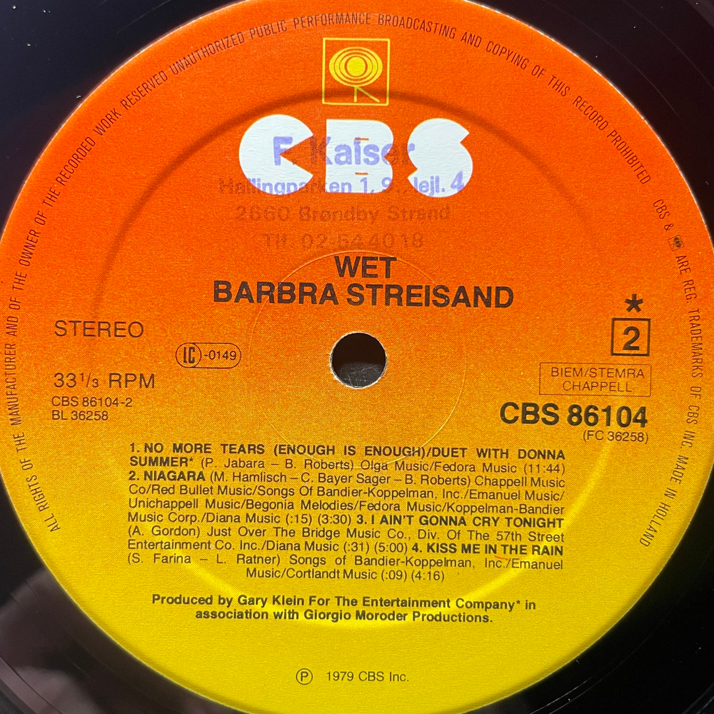 Barbra Streisand ‎– Wet (Голландия 1979г.)