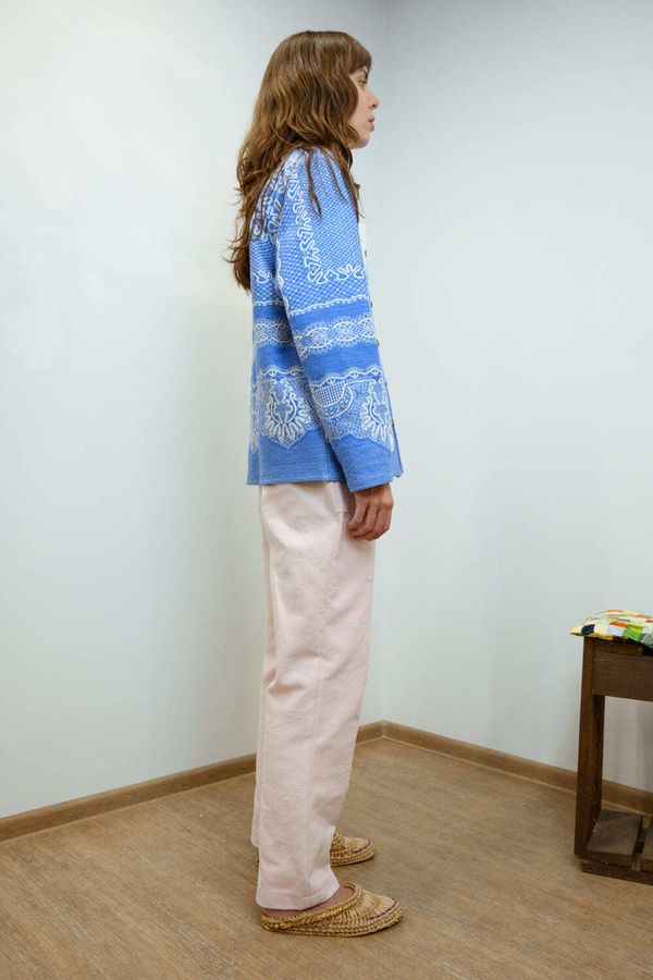 Куртка Украшенная Светло-Голубыми Цветами / Light Blue Flowers Jacket синяя - фото 5