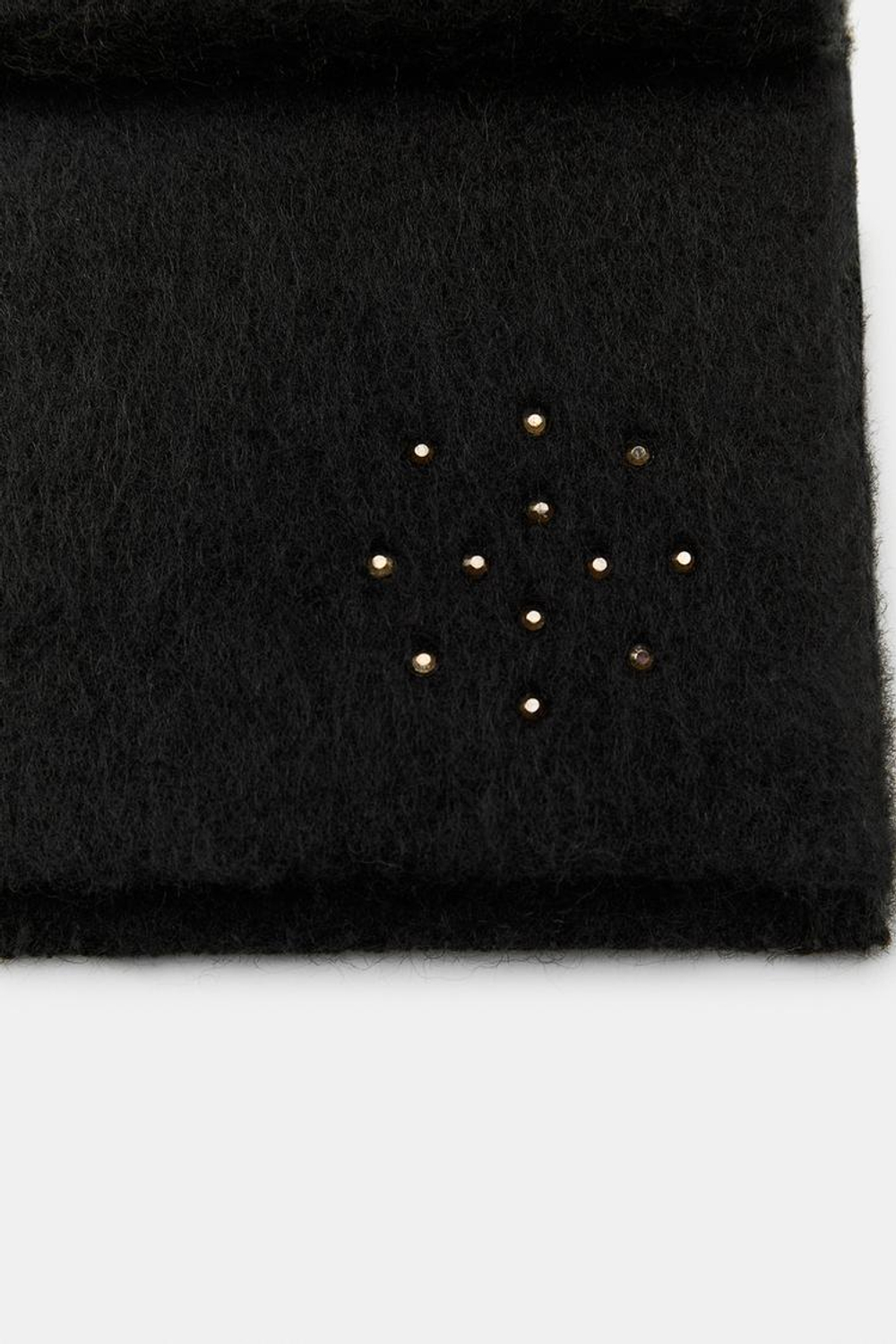 ZARA ШАРФ ИЗ ШЕРСТИ СО СТРАЗАМИ, ЧЕРНЫЙ