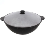 Казан чугунный 8 литров с крышкой с круглым дном