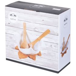 САЛАТНИК LEFARD "NATIVE" 24 СМ С ЛОЖКОЙ И ВИЛКОЙ НА ДЕРЕВ. ПОДСТАВКЕ (КОР=6ШТ.)