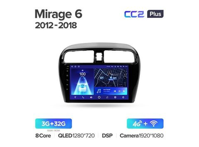 Магнитола Teyes CC2 Plus 3-32 Mitsubishi Mirage 6 2012-2018 9.0"