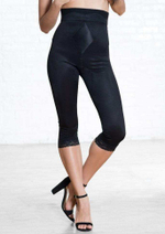 Корсетные штаны-капри с завышенной талией (Размер: M) (Цвет: бежевый)