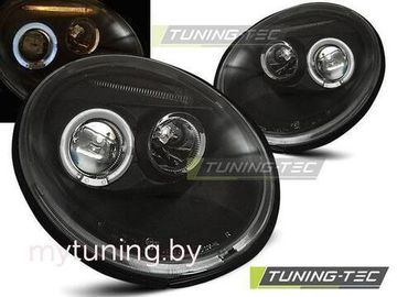 Передние фары VW New Beetle angel eyes black