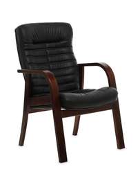 Кресло для посетителей Orion Wood D черная кожа