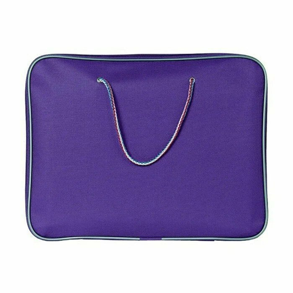 Папка с ручками 1 отделение, А3, КАНЦБУРГ, текстиль, ручка шнурок, круговая молния, "Творчество" сетло-сиреневый