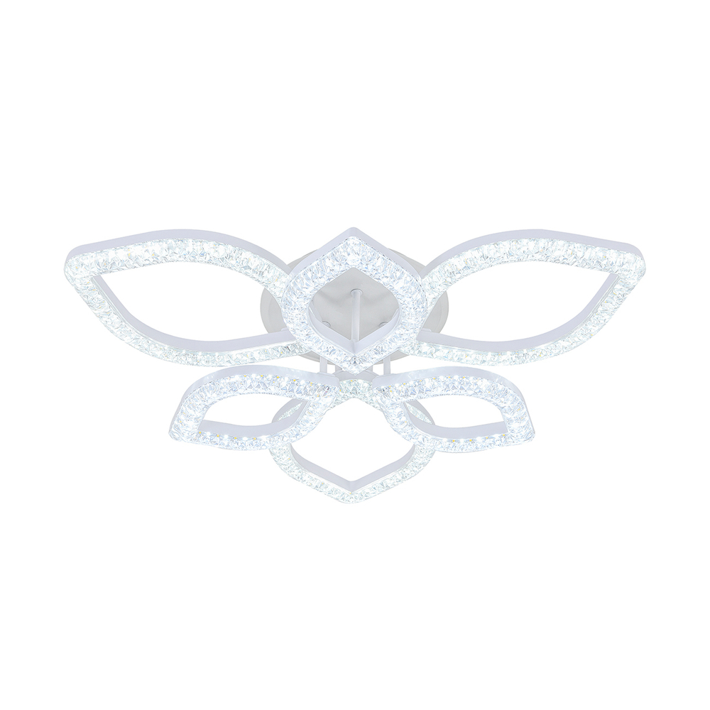 Потолочный светодиодный светильник 100Вт, 7000лм, 3000-6000K, Ra>80, плавная регулировка мощности, изменение цветовой температуры, пульт, металл/акрил, белый/прозрачный