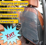 Защитная накидка на спинку переднего сиденья (60х50 см) ПВХ, прозрачная (за 2 шт. / комплект)