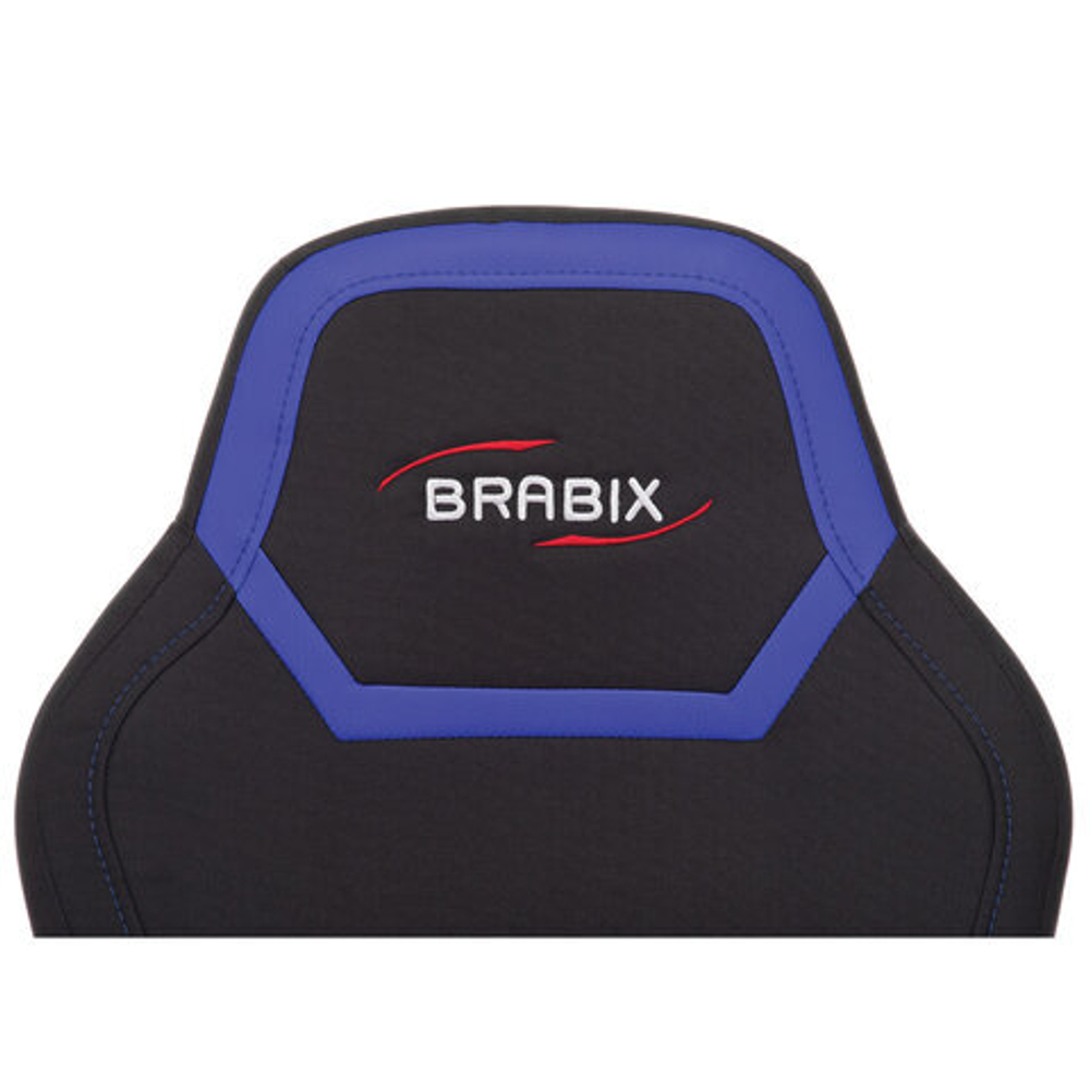 Кресло компьютерное BRABIX "Alpha GM-018", ткань/экокожа, черное/синее, 532638, GM-018_532638