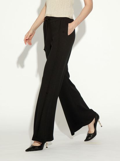 Женские брюки черного цвета из шелка и кашемира - фото 3