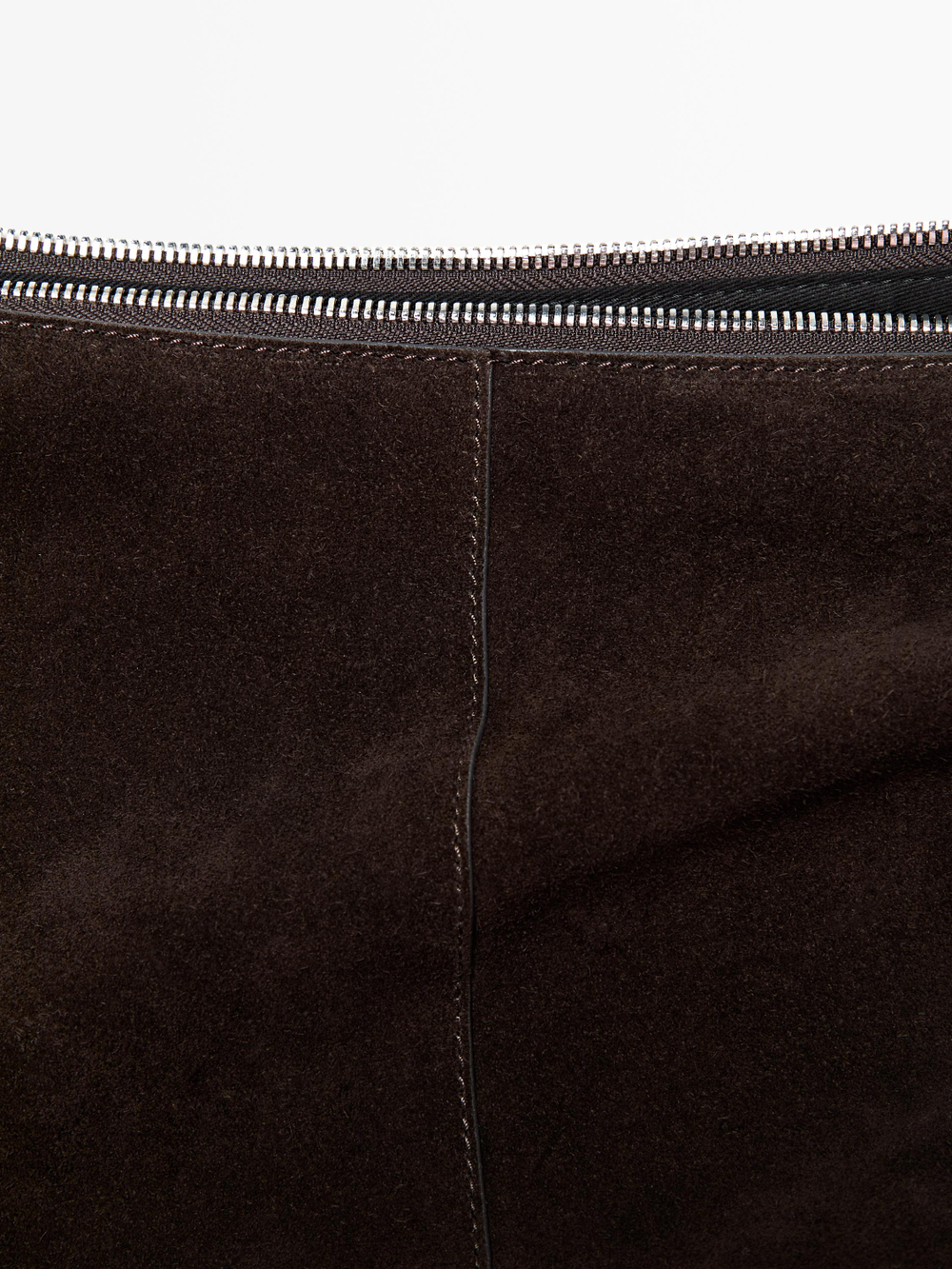 Massimo Dutti Сумка-тоут из замши, шоколадный