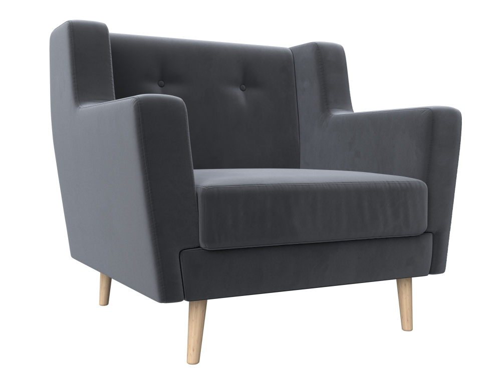 Кресло Брайтон, Серый, Велюр, 108869