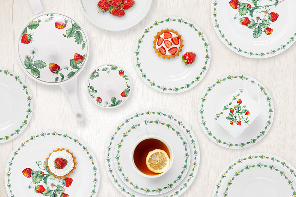 Чайный сервиз 14 предметов на 6 персон Anna Lafarg Midori Земляничная поляна