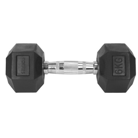 Гантель металлическая TORRES в резиновой оболочке, вес 6 кг арт.PL51906