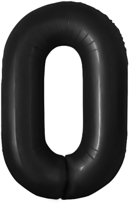 Шар с клапаном (16''/41 см) Мини-цифра, 0, Черный, 1 шт.