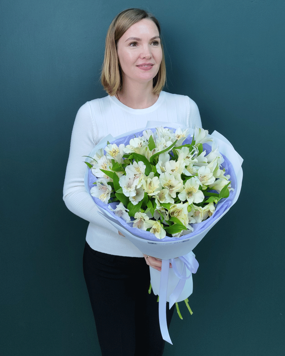 Букет белая альстромерия 9шт(00172)