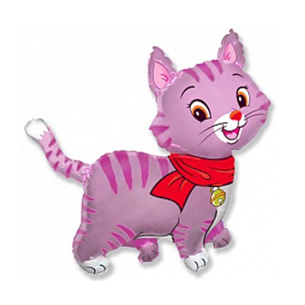 Шар фигура Кошечка с шарфом розовая / голубая 81см