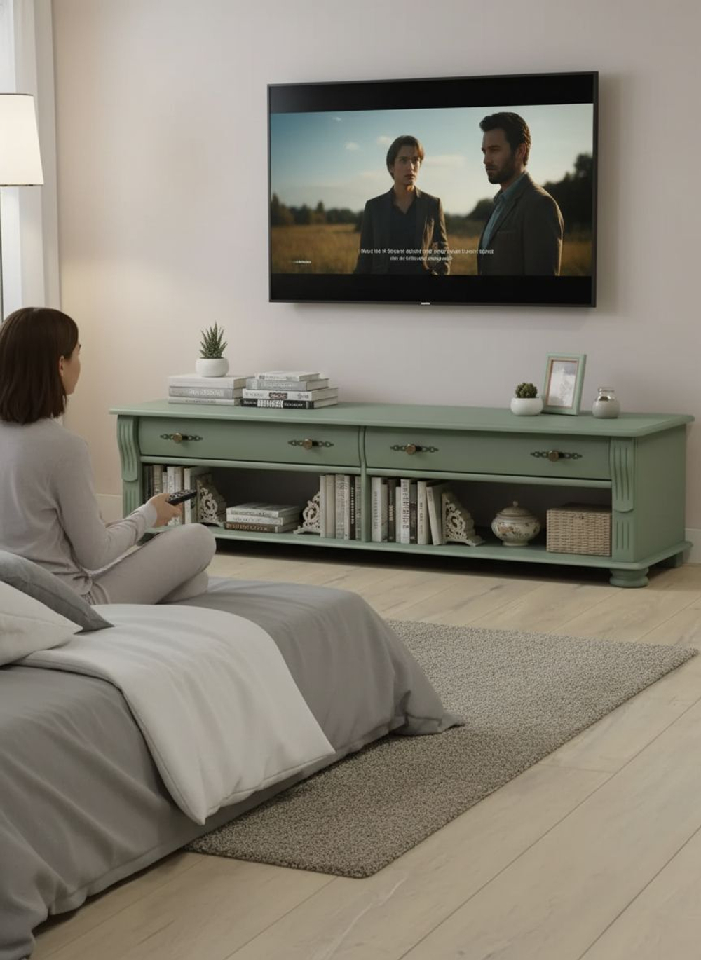 Тумба под телевизор Сюзанна, 160 см, с ящиками, эвкалипт