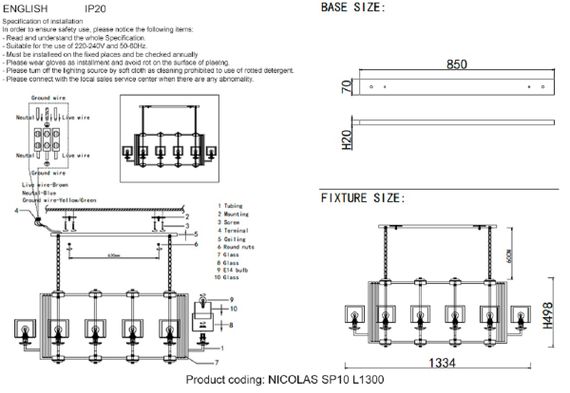 Подвесная люстра Crystal Lux Nicolas SP10 L1300 Nickel/White