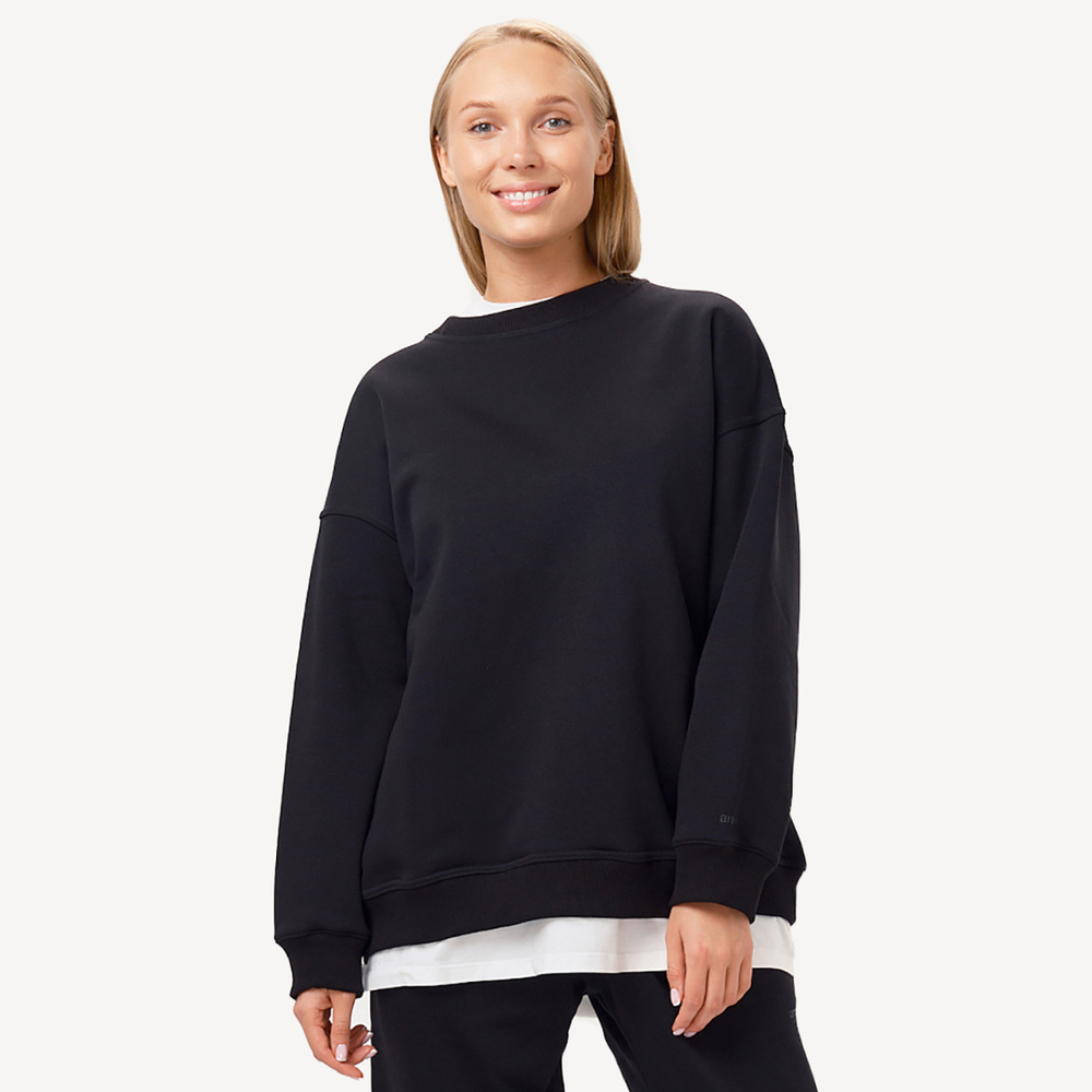 Толстовка оверсайз утеплённая черная