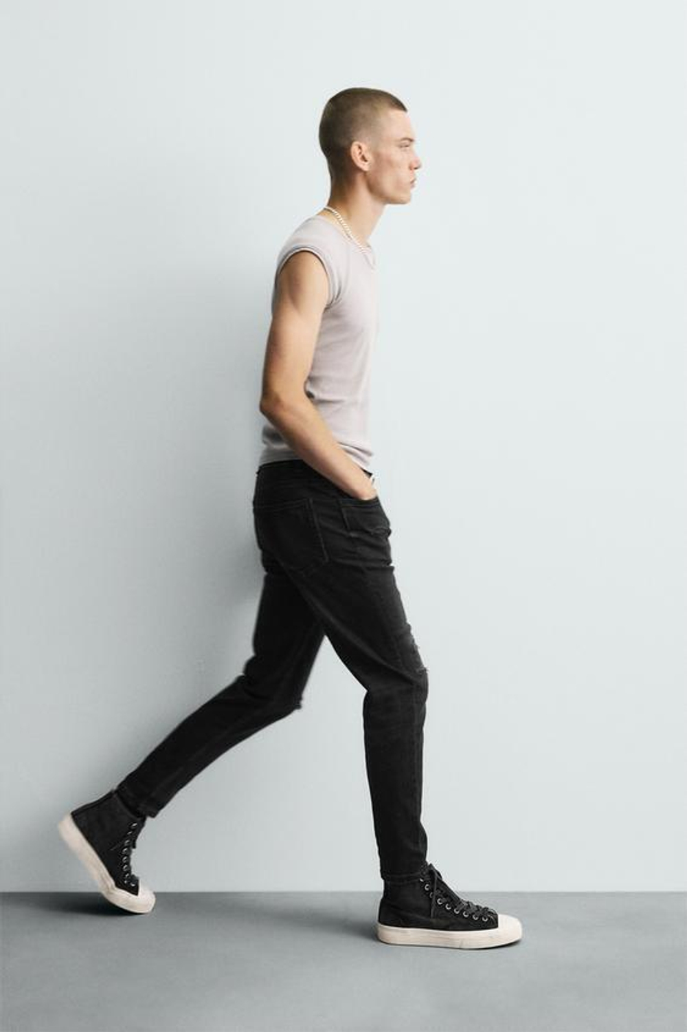ZARA ДЖИНСЫ SKINNY FIT С РАЗРЕЗАМИ, УГОЛЬНЫЙ