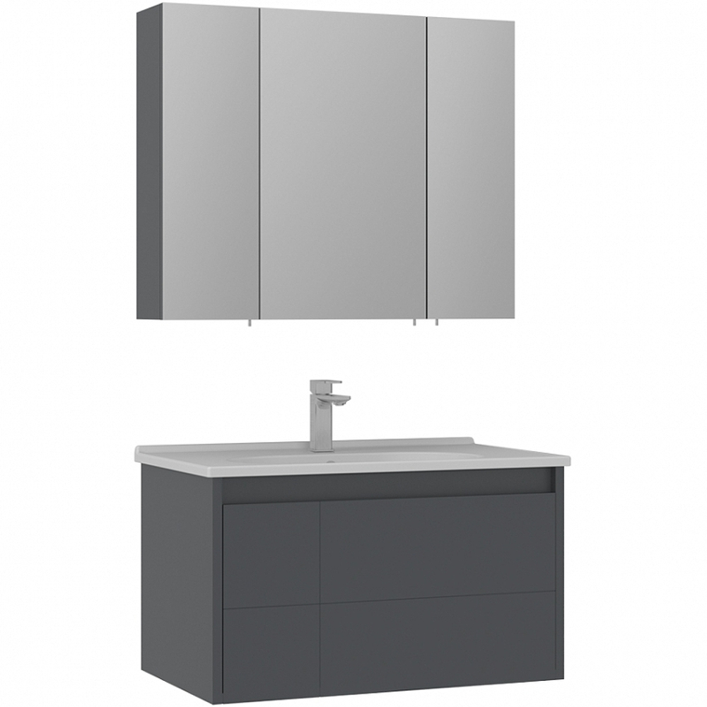 Тумба с раковиной Orka Likya 80 5002491 подвесная Антрацит матовый