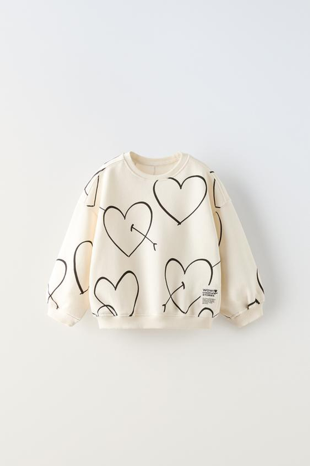 ZARA ТОЛСТОВКА С ПРИНТОМ И НАШИВКОЙ, КАМЕННО-СЕРЫЙ