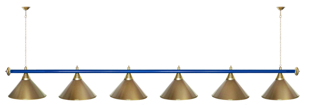 Лампа STARTBILLIARDS 6 пл. (плафоны зеленые,штанга золотая,фурнитура золото)