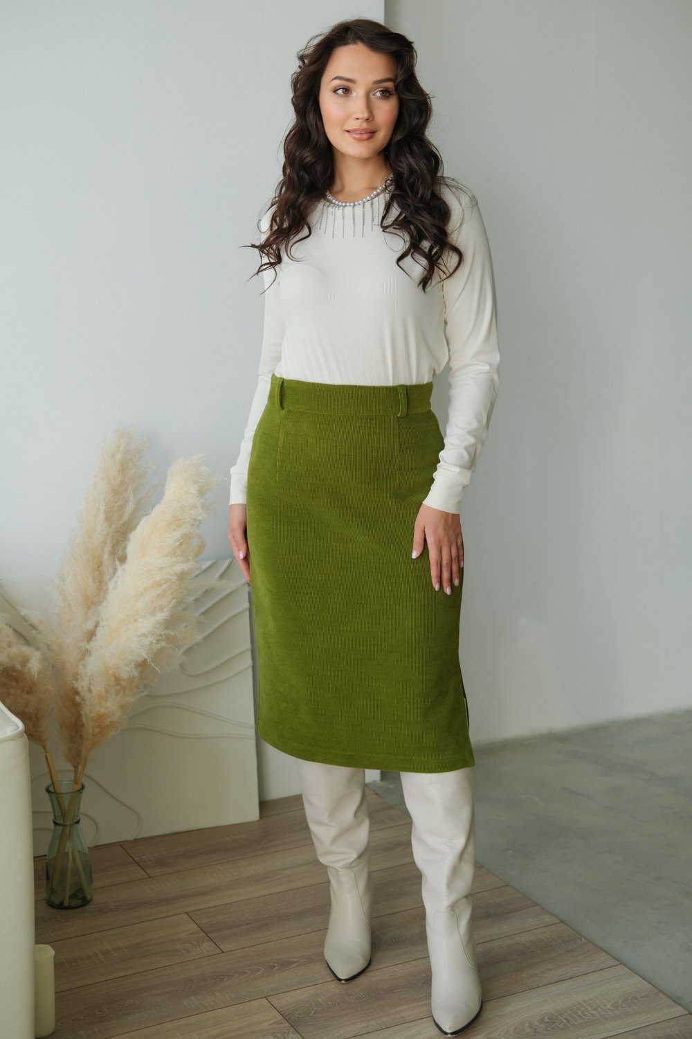 Юбка из трикотажного вельвета