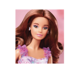 Кукла Barbie Signature с поздравлениями на день рождения, коллекционная, в атласном сиреневом платье, с волнистыми каштановыми волосами, в подарочной упаковке