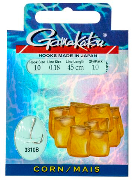 Крючки с поводком Gamakatsu Booklet CORN 3310B разм. 10-0.18мм 45см 10шт.
