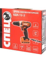 Дрель-шуруповерт аккумуляторная Спец БДА-12-2, 12 В Li-Ion 2x2 Ач