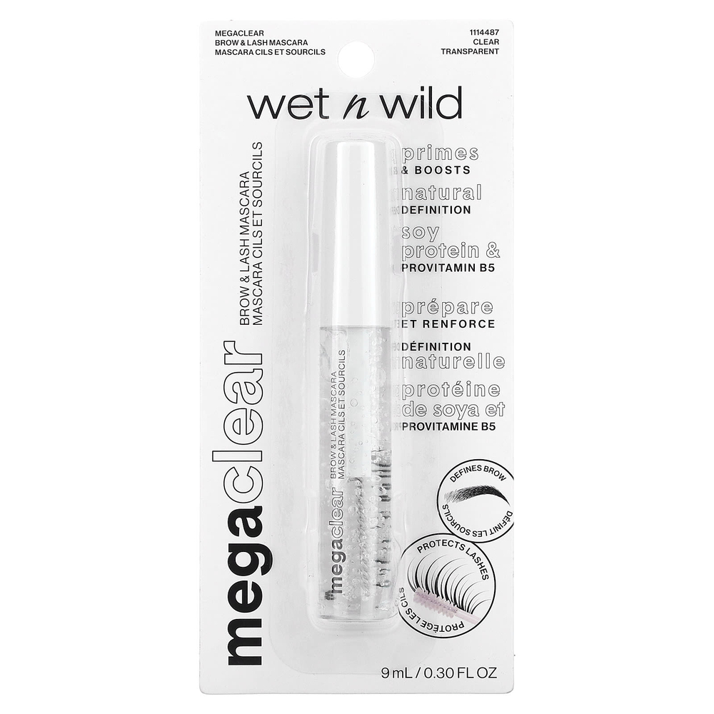 wet n wild, Mega Clear, тушь для бровей и ресниц, 1114487 Clear, 9 мл (0,30 жидк. Унции)