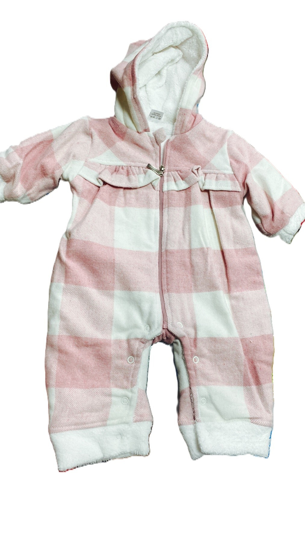 Комбинезон на девочку турецкий утепленный розовый в клетку на рост 62 см