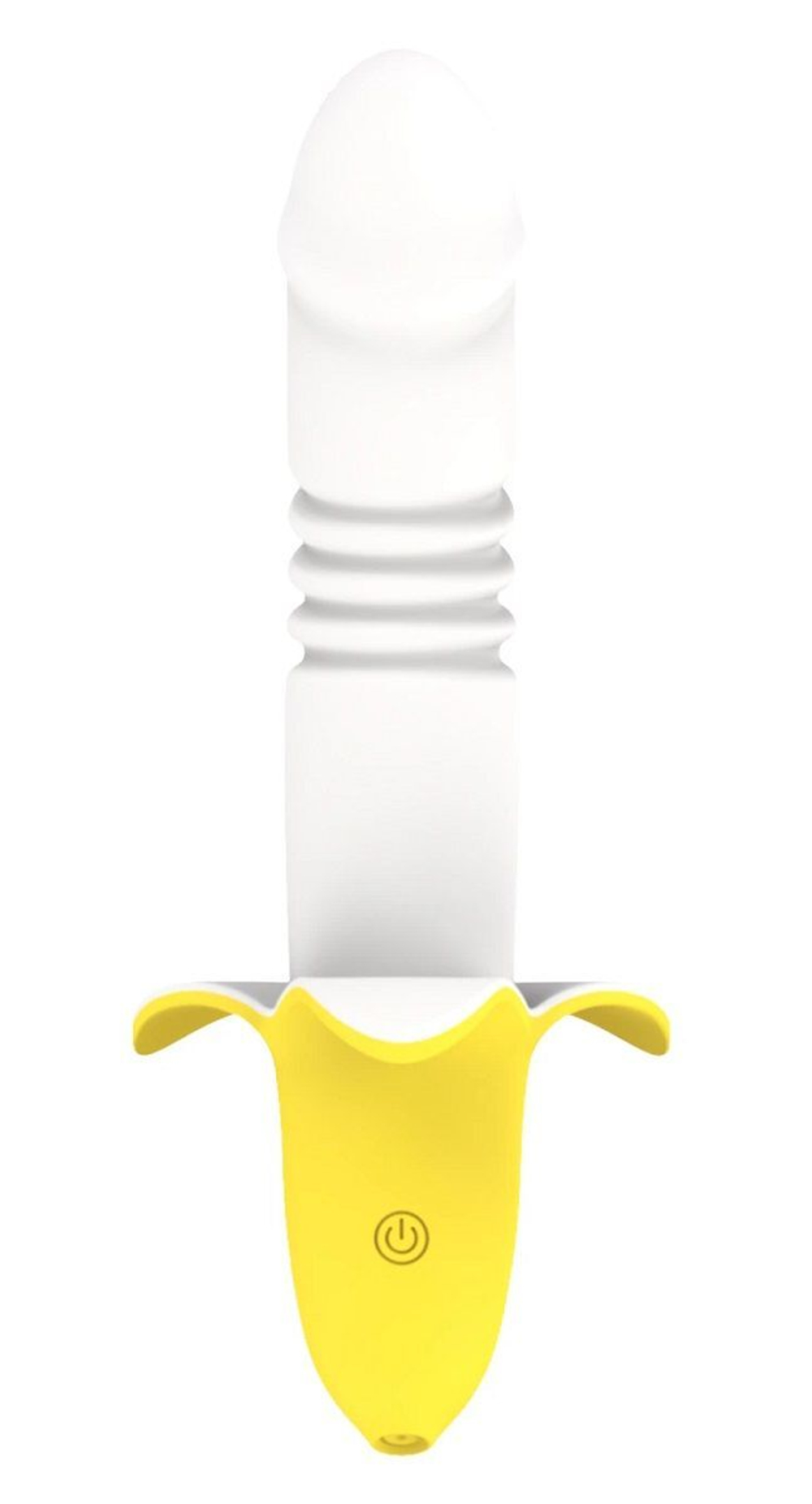 Мощный стимулятор в форме банана с возвратно-поступательными движениями Banana - 19,3 см. (Цвет: белый с желтым)