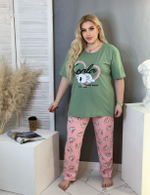 Пижама женская штаны+футболка к/р П0006 велик