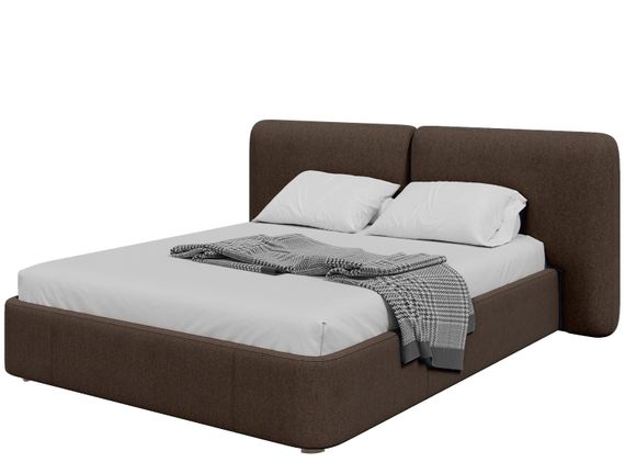 Кровать двуспальная Hub Soft 160 см (шоколад, твид)