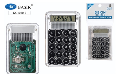 Калькулятор для детей 8-разрядный питание от батарейки прозрачный чёрный (Basir)
