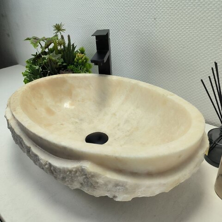 Раковина из оникса Oval White Marmo Wave OO-62640 58*38*15