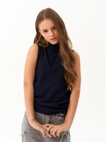 Джемпер топ с горлом 1208 синий