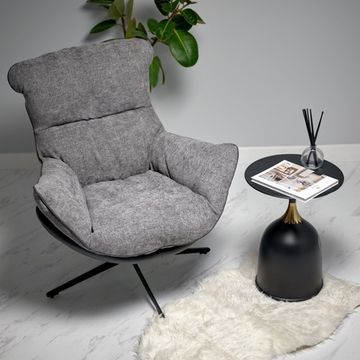 Кресло HUG тёмно-серый, экокожа, шенилл