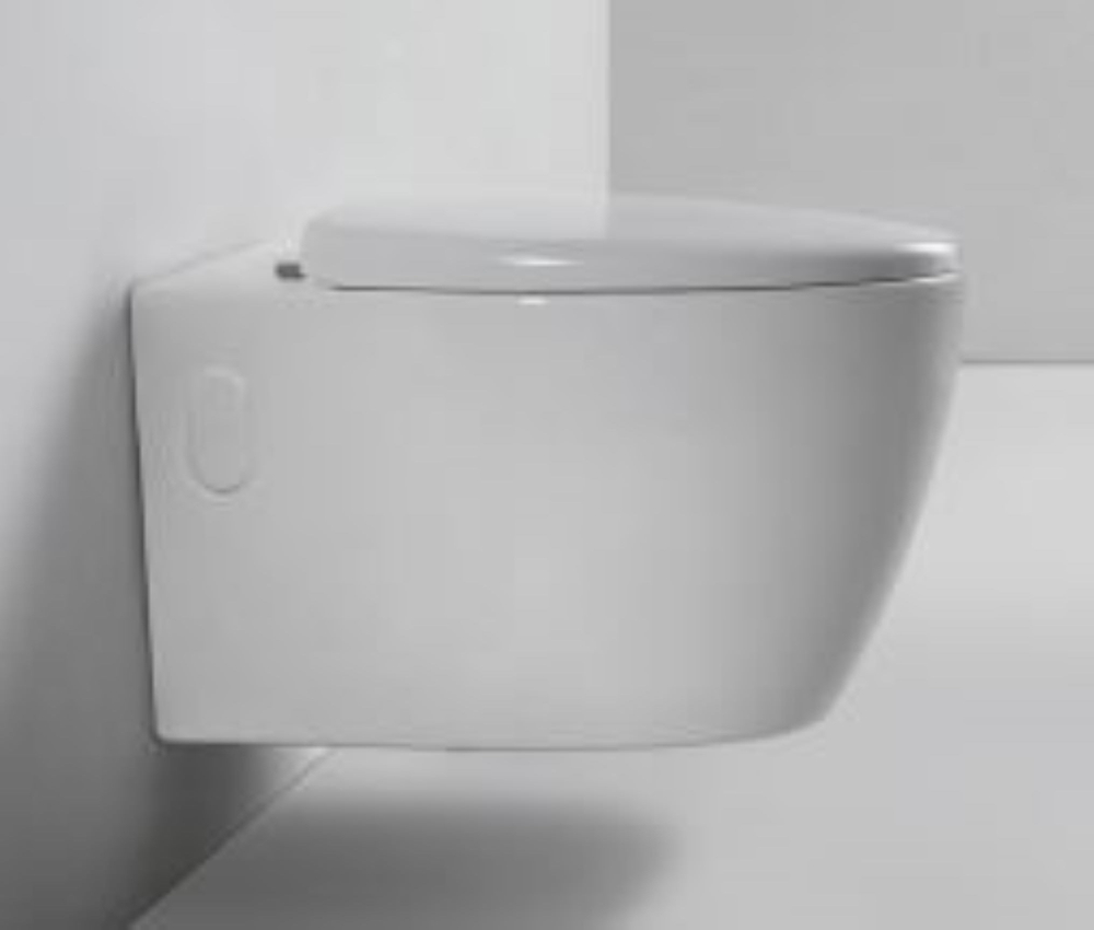 Инсталляция пневматическая с подвесным унитазом CULTO LUNA. Панель смыва черная. Улучшенная каскадная система смыва