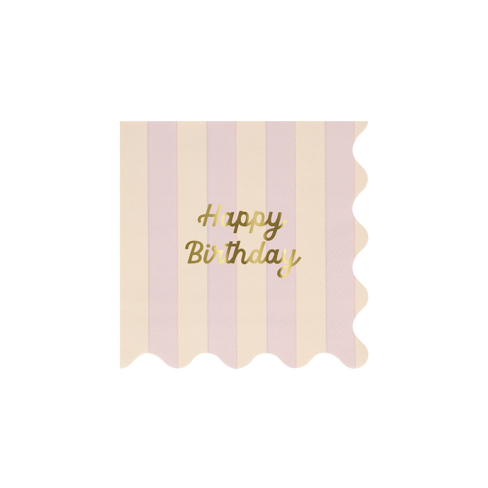 Салфетки маленькие цветные в полоску "Happy Birthday" 16 шт.