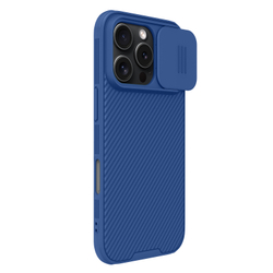 Чехол синего цвета с сдвижной шторкой для камеры от Nillkin для iPhone 16 Pro, серия CamShield Pro Case