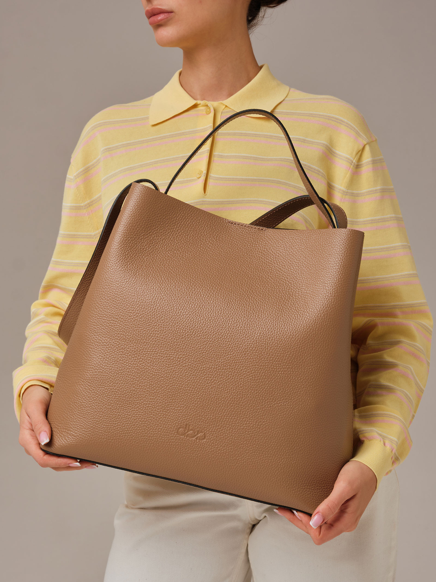 Кожаная сумка шоппер Olga DBR 30948 коричневый капучино