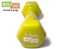 Гантель GO DO в виниловой оболочке.  Вес 1  кг.  (Жёлтый)